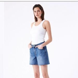 Dr Denim Jean Shorts Mid Rise Frayed Hem NWT